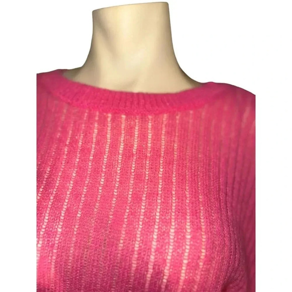 - Wild Fable Women's Pink Sheer Knit Off-Shoulder Sweater Size M - Picture 6 of 8